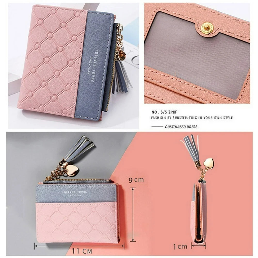Fashion Women Wallets Female PU Leather Wallet Mini Ladies Purse Zipper Clutch Bag Money Card Holder for Women Girl(Gray)