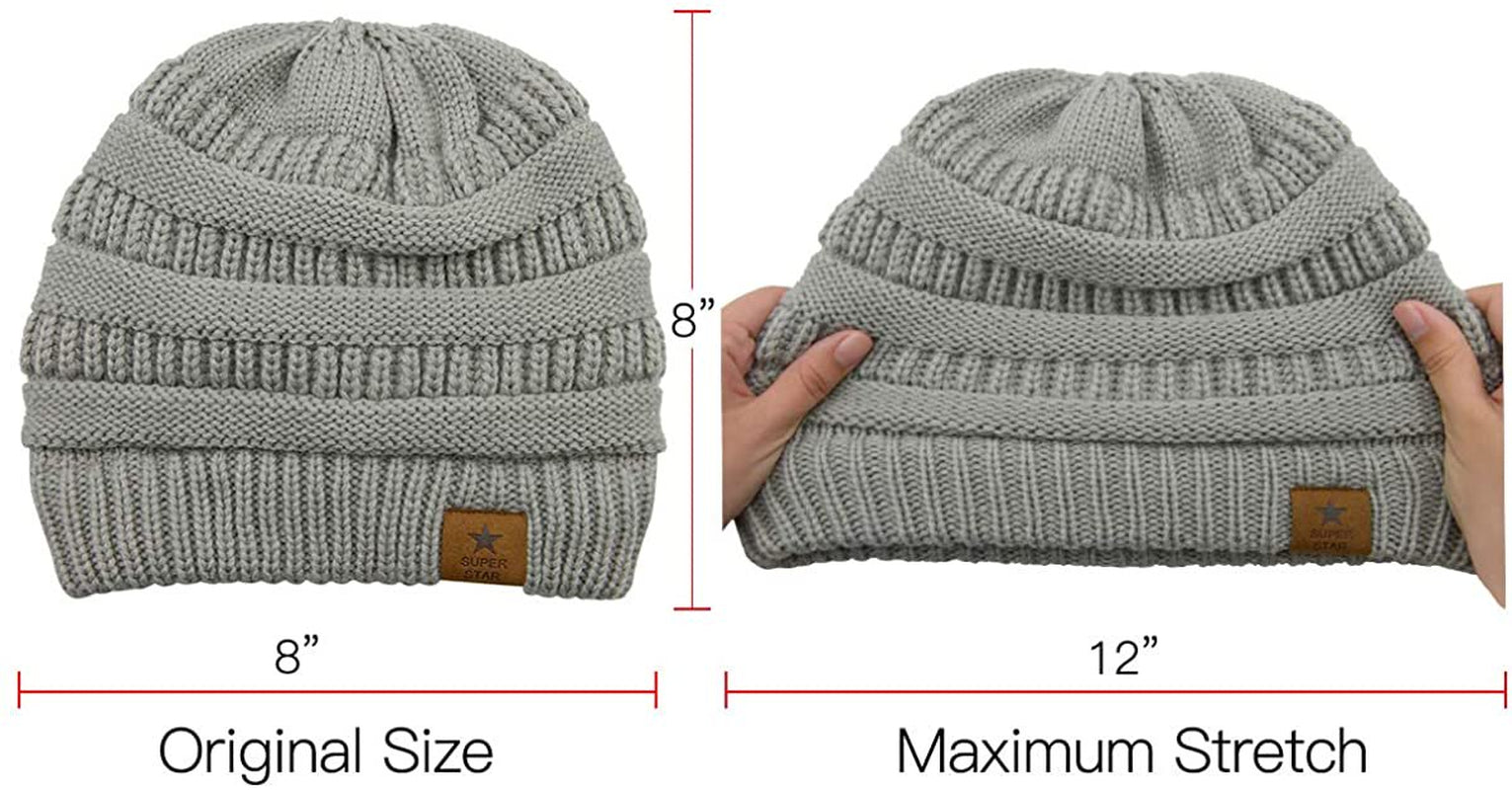 Winter Womens Beanie Winter Thick Solid Fleece Beanie for Women Hat Unisex Warm Skiing Beanies Beige